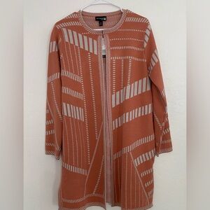 Anthony Original Layering Cardigan Sweater Womens Small Peach/White Geometric